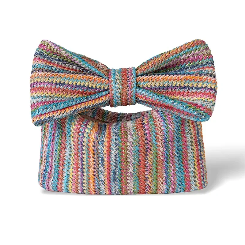 

Summer Straw Woven Clutch Bag Women Bow Purse Luxury Design Ladies Evening Handbag Party Banquet Bags Vacation Beach Tote 2025