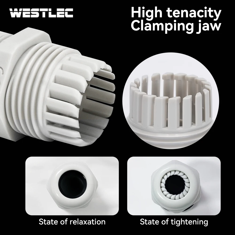 WESTLEC Nylon Waterproof Cable Gland IP68 Durable Rubber Cable Entry for Waterproof Box Indoor Outdoor Use - Detail 1