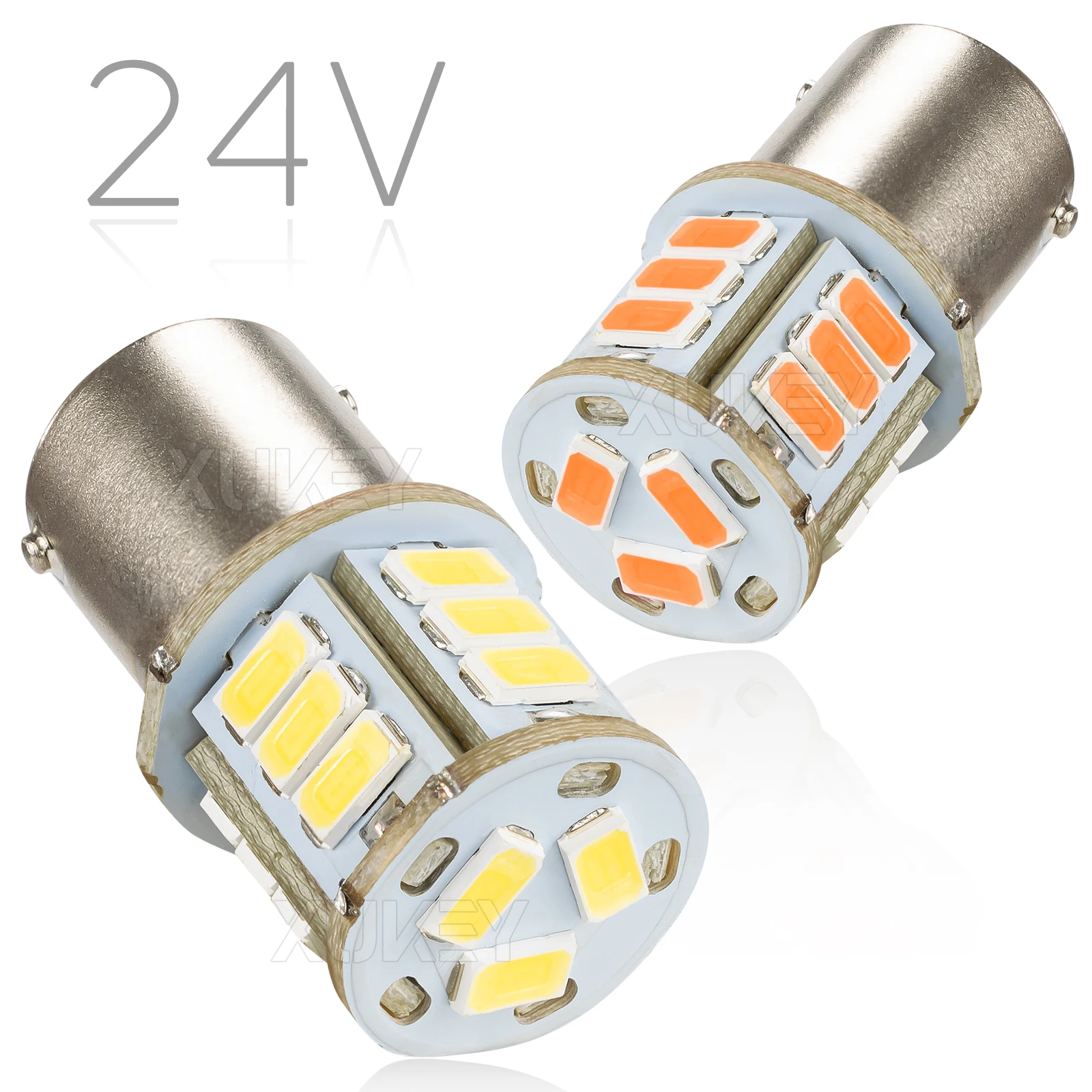 2 x czerwono-białe 24 V LED BA15s 246 R10W SMD Żarówki wewnętrzne tablicy rejestracyjnej HGV Truck Dome Map Light Side Marker Daytime Running Bulbs