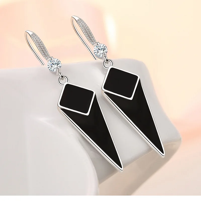 Buyee 925 Sterling Silver Sweet Earring Acrylic Dangle Fine Earring for Woman Girl Excellent Trend Zircon Jewelry Earring