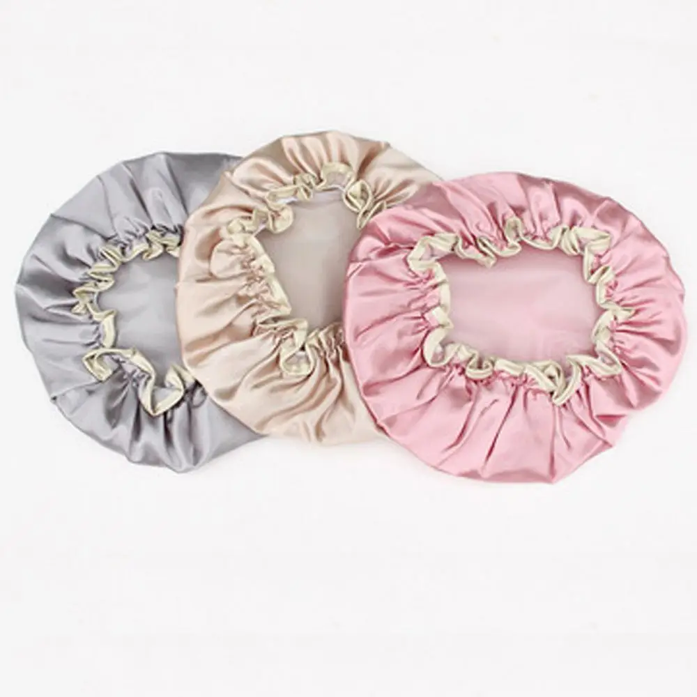 For Women girls Thick  Colorful  Shower Satin Hats Bathroom Accessories Bath Shower Caps  Hair Cover