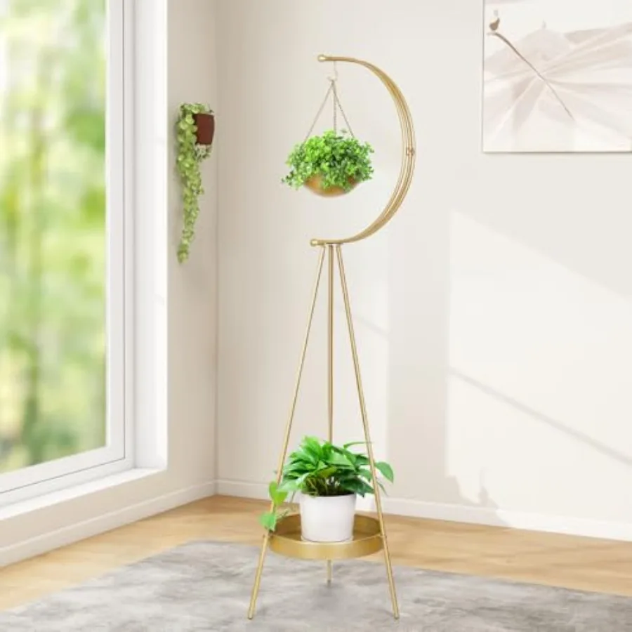 

Metal Plant Stand, Plant Holder for Indoor Outdoor, Multifunctional Iron Flower Pots Rack, Modern Planter Display Shelf, Hangin