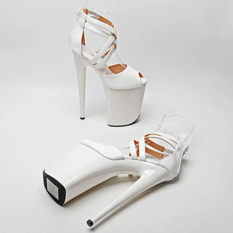 Leecabe 23CM / 9inches Patent PU  Upper  open toe  fashion  Platform High Heels Sandals stripper heel Pole Dance shoes
