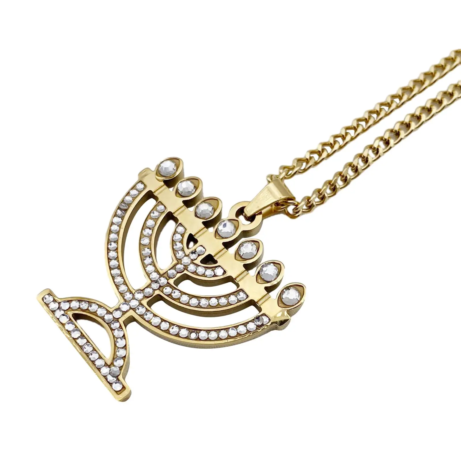 Menorah Necklace Hanukkah Necklace Delicate Trendy Fashion Choker Chain Necklace for Women for Easter Party Christmas Wedding