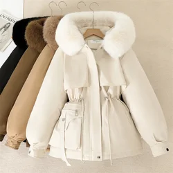 Puffer Jackets Women The detachable Pie Overcomes Winter 2025Waist Slim Fur-Fur Integration Thick Warm Cotton Padded Coat Female