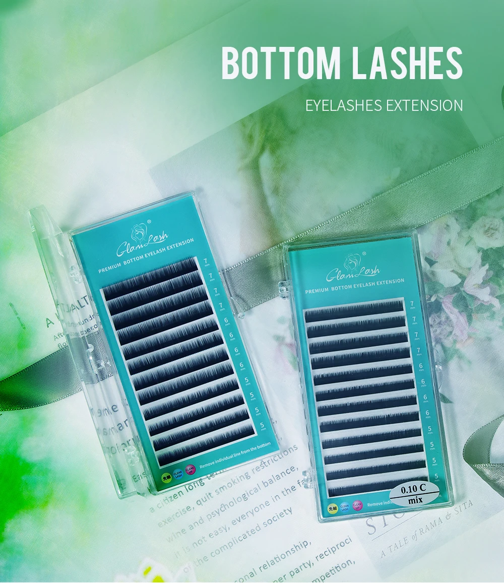 GLAMLASH Untere Braune Wimpern 567mm Kurze Synthetische Nerz Einzelwimpern-Verlängerung Untere Augenbrauen-Wimpern Make-up-Tools – Detail 1