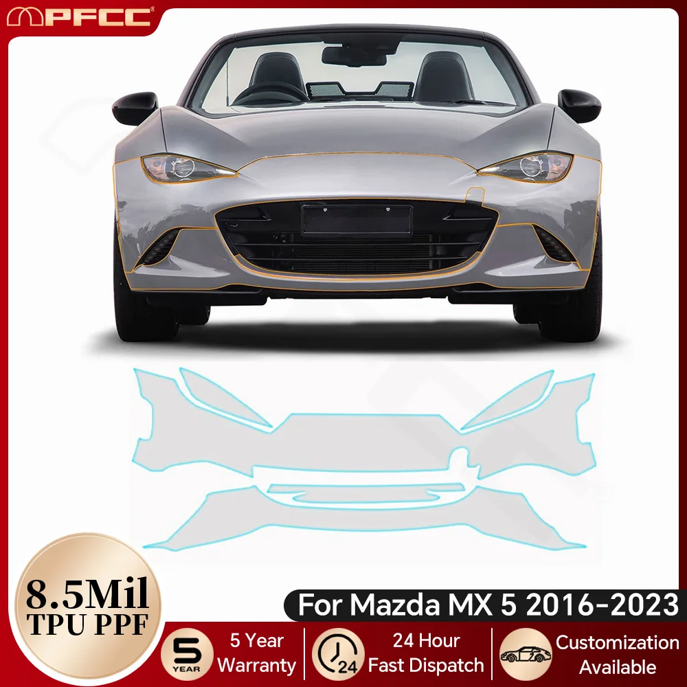 

For Mazda MX-5 2016-2023 8.5Mil TPU Paint Protection Film Car Body Anti-scratch Pre-cut PPF Bra Clear Kit Resistant Repair Cover