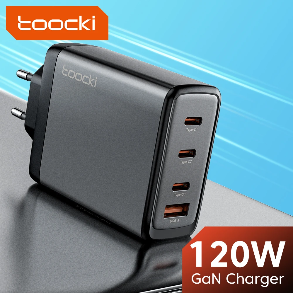 Toocki 120W GaN Charger PPS Quick Charge 4.0 PD3.0 Fast Charging USB Type C Charger for iPhone X Samsung Xiaomi Macbook Laptop