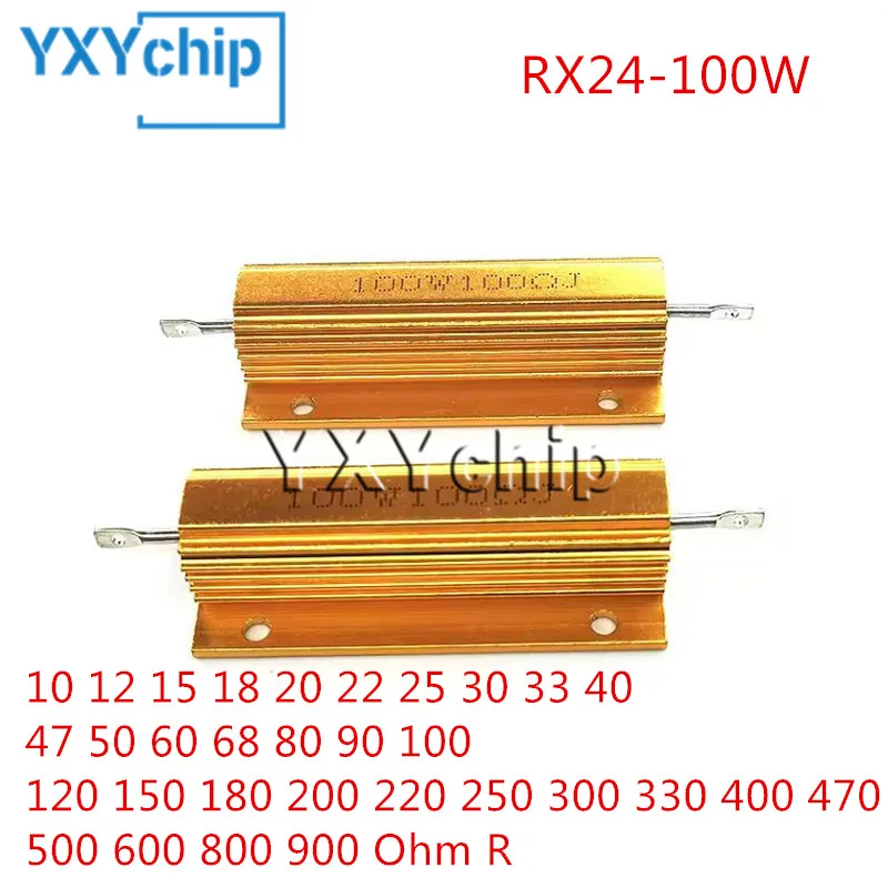 1pcs RX24 100W 10 12 15 18 20 22 25 30 33 40 47 50 60 68 80 90 100 120 150 180 200 220 250 300 330 400 470 500 600 800 900 Ohm R