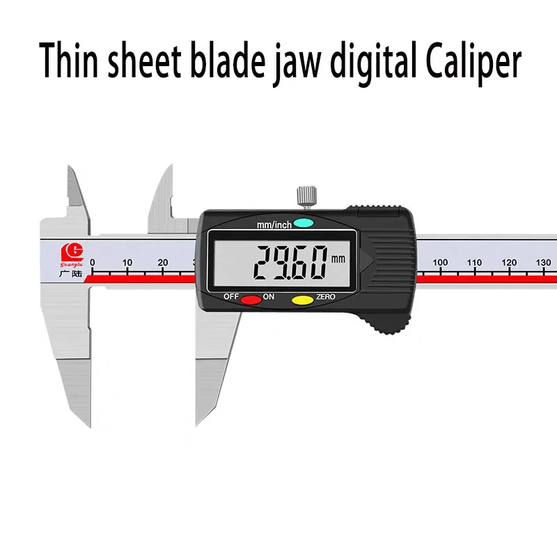 

Thin blade sheet Digital vernier caliper narrow groove outside diameter stainless steel 0.75mm slender tapering pointed