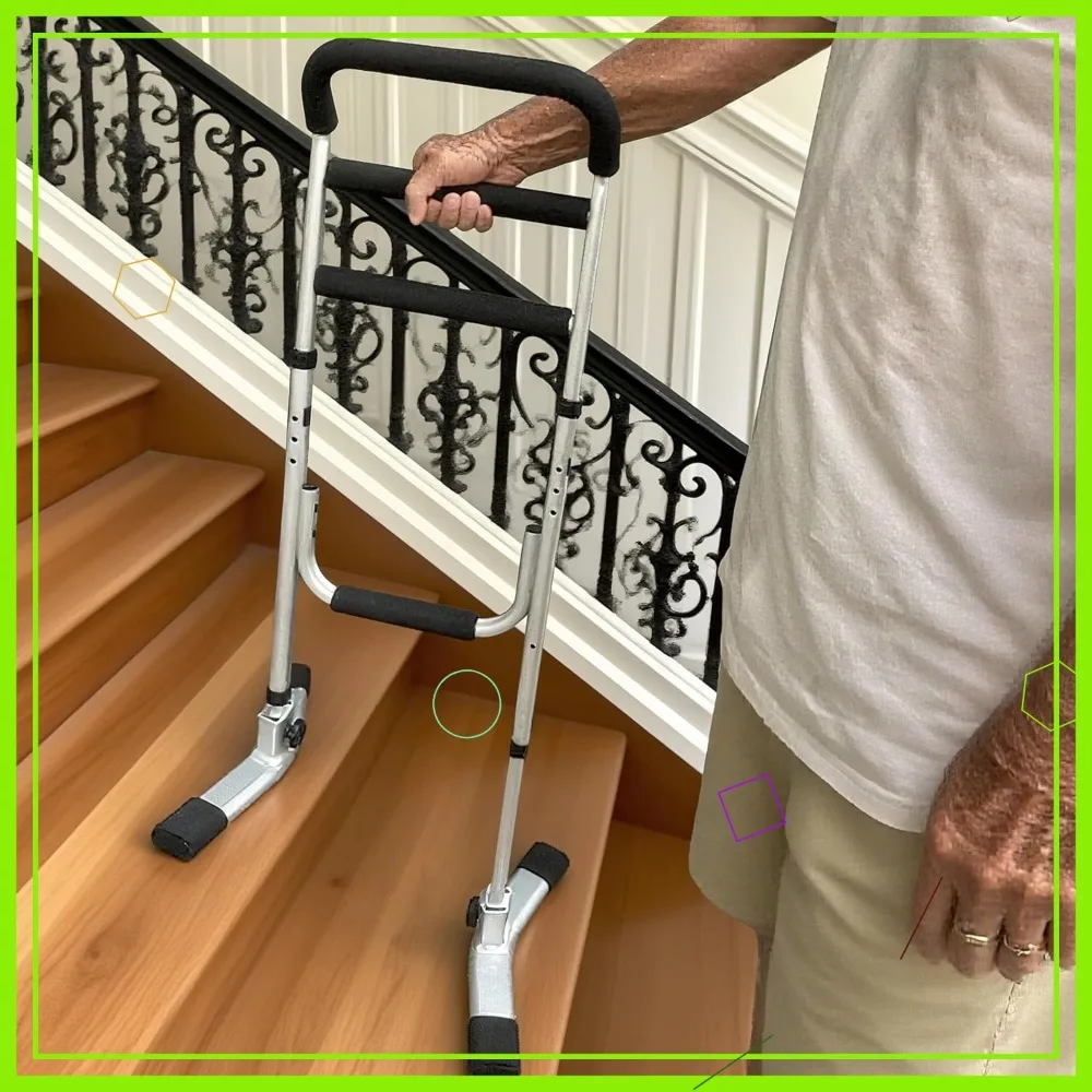 Adjustable Aluminum Stair Assist Cane for Elderly, Portable Lift Aid for Bed, Couch, and Chair Mobility Support