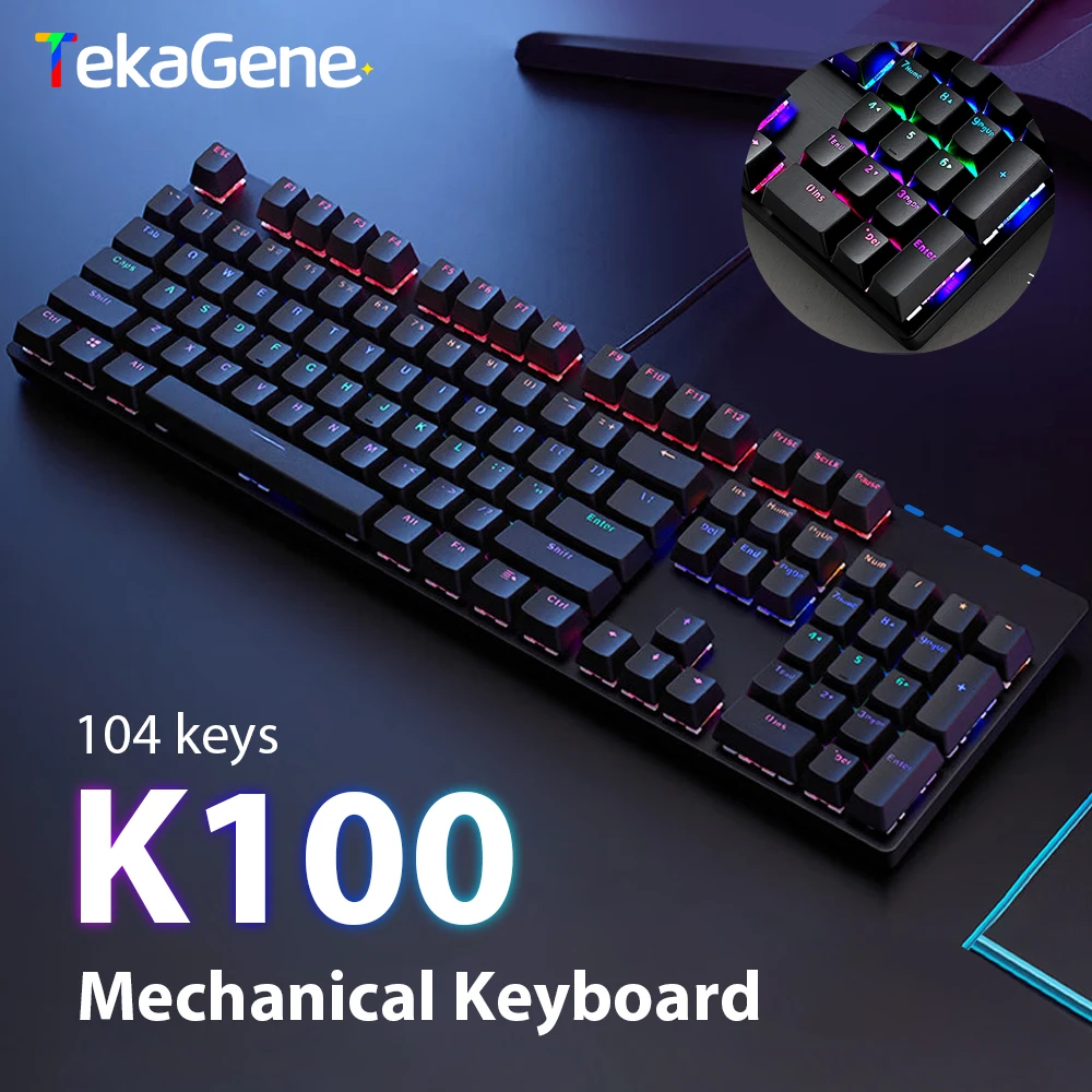 104 Keys Mechanical Keyboard Computer Laptop PC Wired Office Gaming Keyboards For Microsoft Windows IOS System Game Keyboard RGB