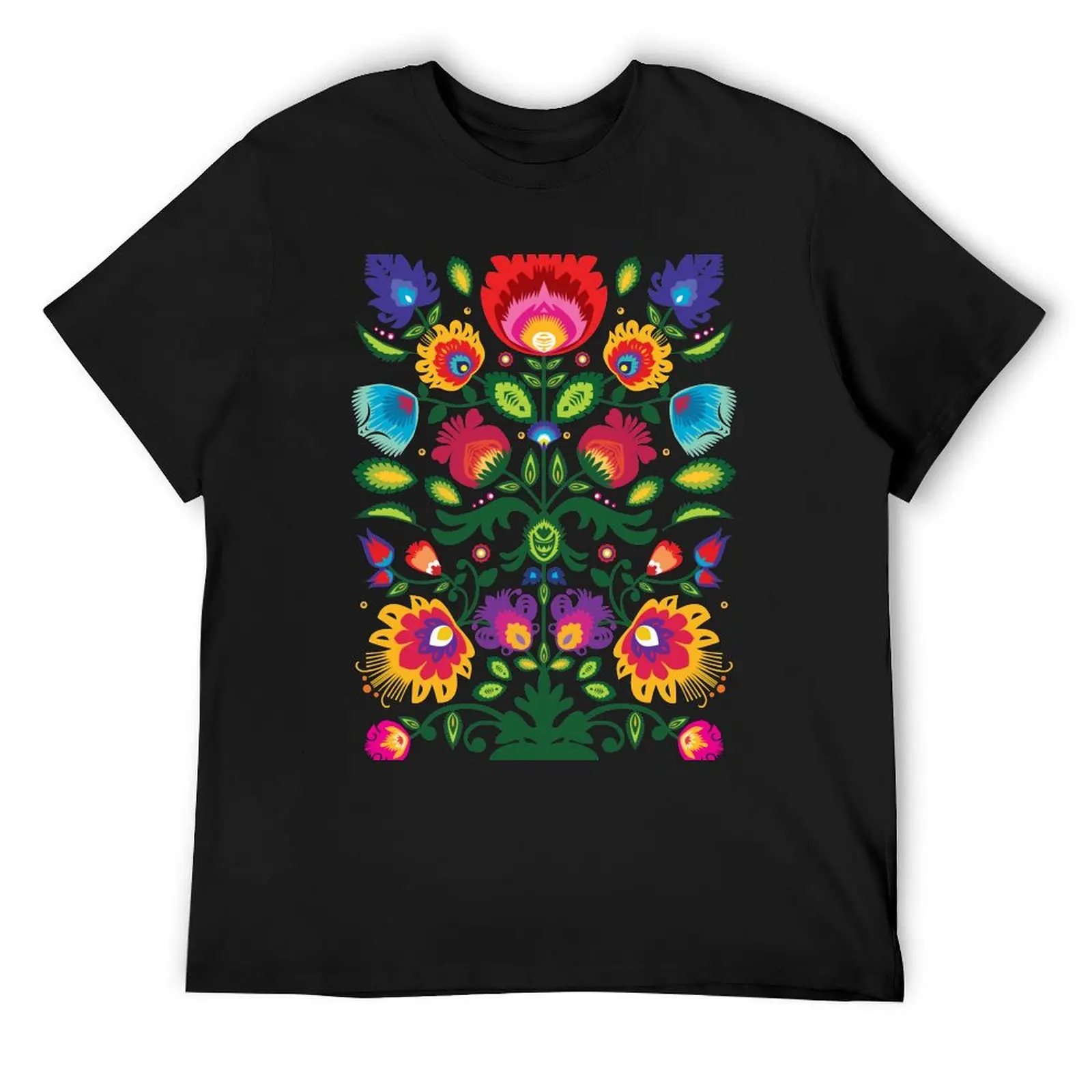 

Folk composition with flowers T-Shirt tops plain Blouse summer clothes mens vintage t shirts