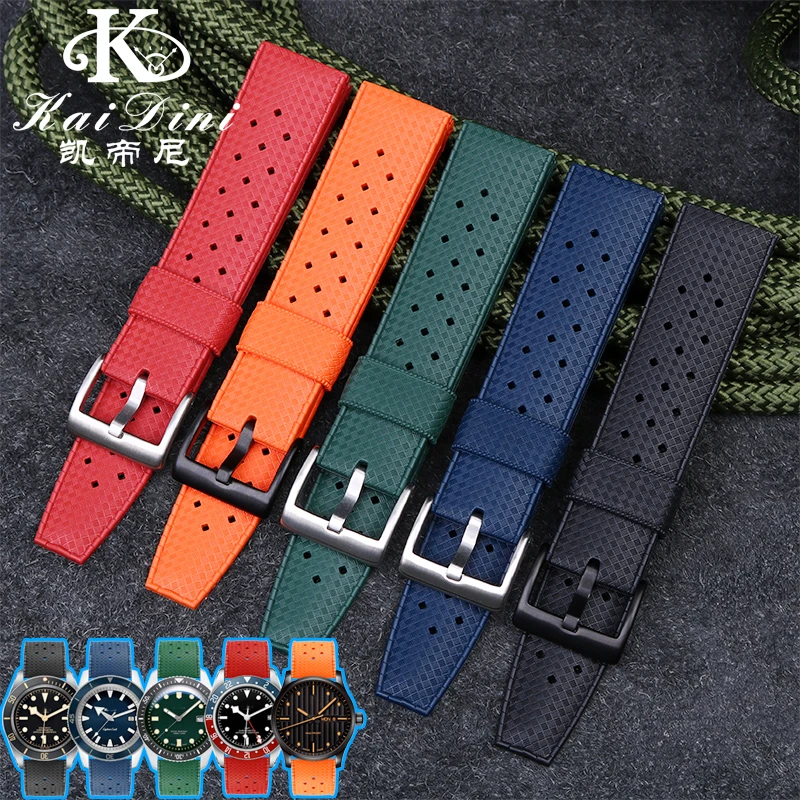 20mm Fluoro rubber strap For Blancpain50 fathoms barracuda 5008D Waterproof Breathable Men Silicone Replace Watch Band for Seiko image 2