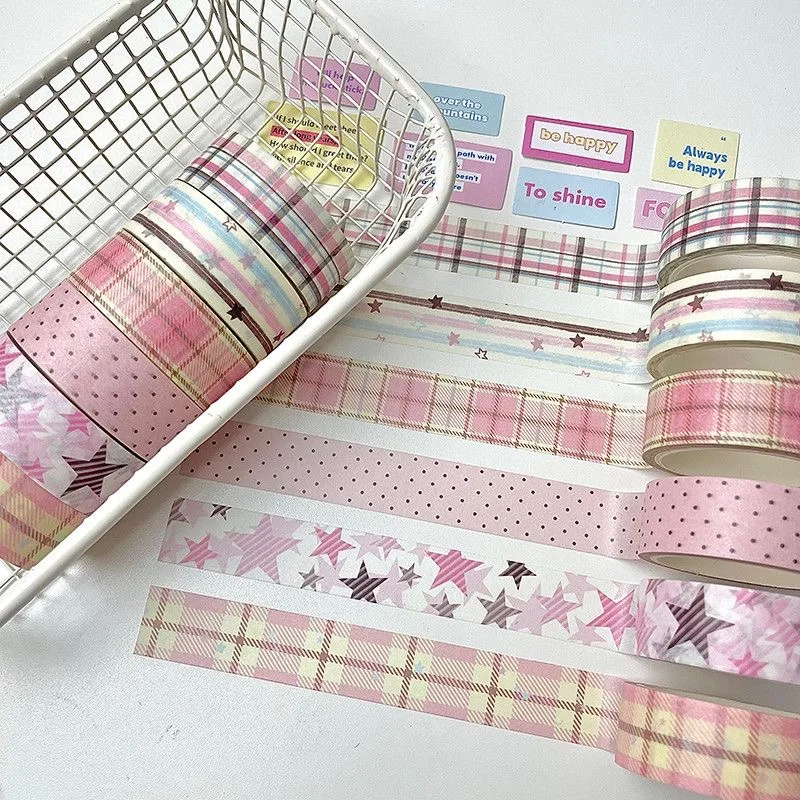 6pcs/lot Pink Brown Decorative Tape Cute Cartoon Creative Washi Tape School Stationery