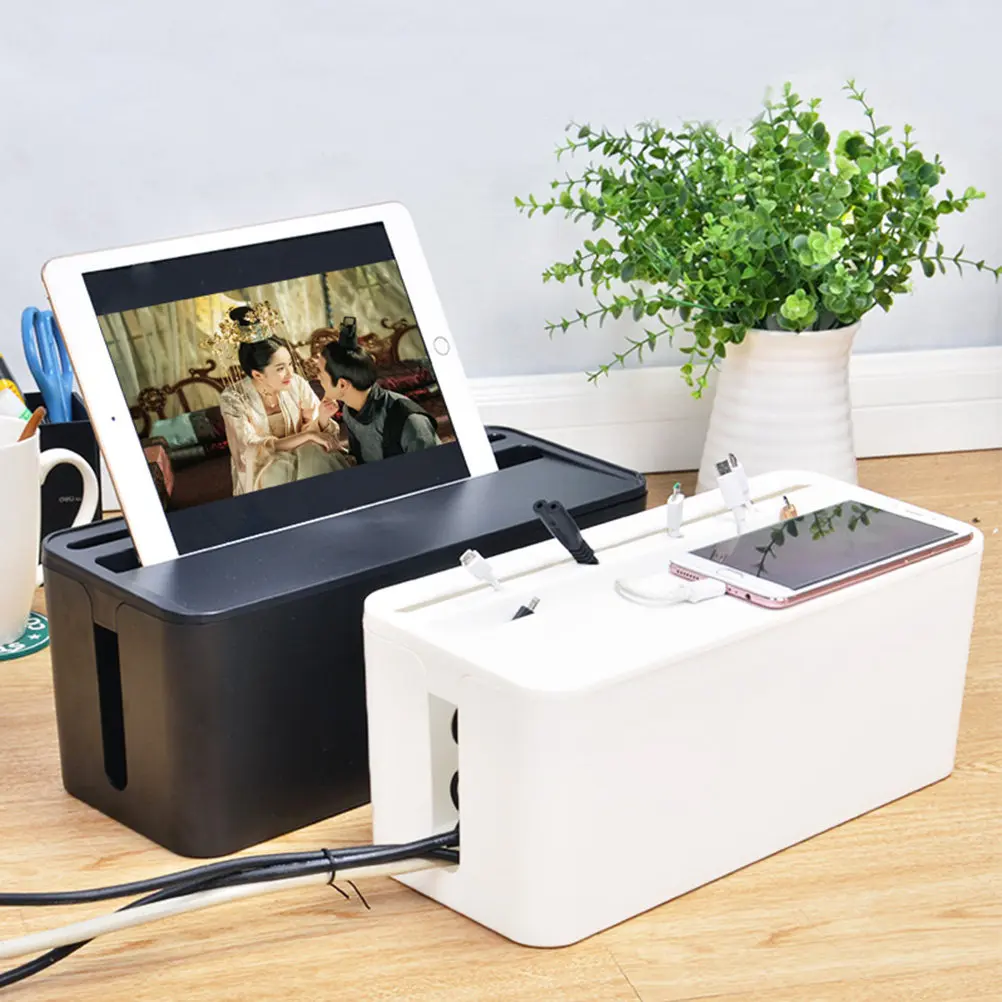 Premium Ps Cable Storage Box for Desk Wall Corner Organization Strong Dustproof Wire Concealer for Power Strip Charger USB Hub