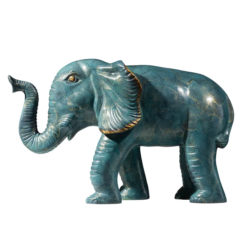

Auspicious elephant brass handicraft ornament, a pair of water-absorbing elephant color copper ornament company opening gift