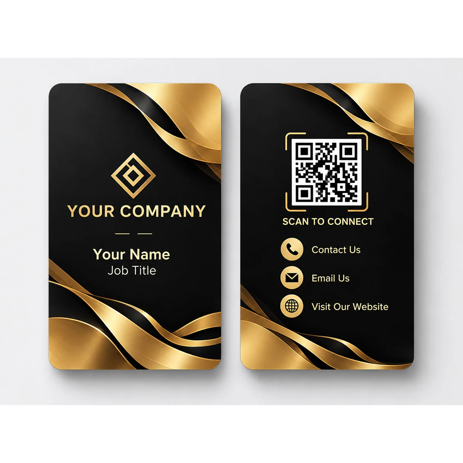 Luxury Black Gold PVC Business Cards Custom Double Sided Printing Personalized Logo Text QR Code VIP Membership Brand Card