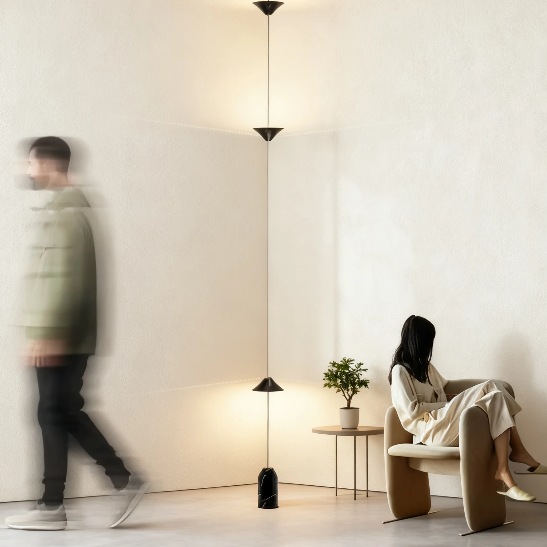 

Minimalist Floor Lamp Cone Design Art Modern Living Room Hallway Wall Decor Iron Hanging Cable Floor Lamp for Bedroom Indoor