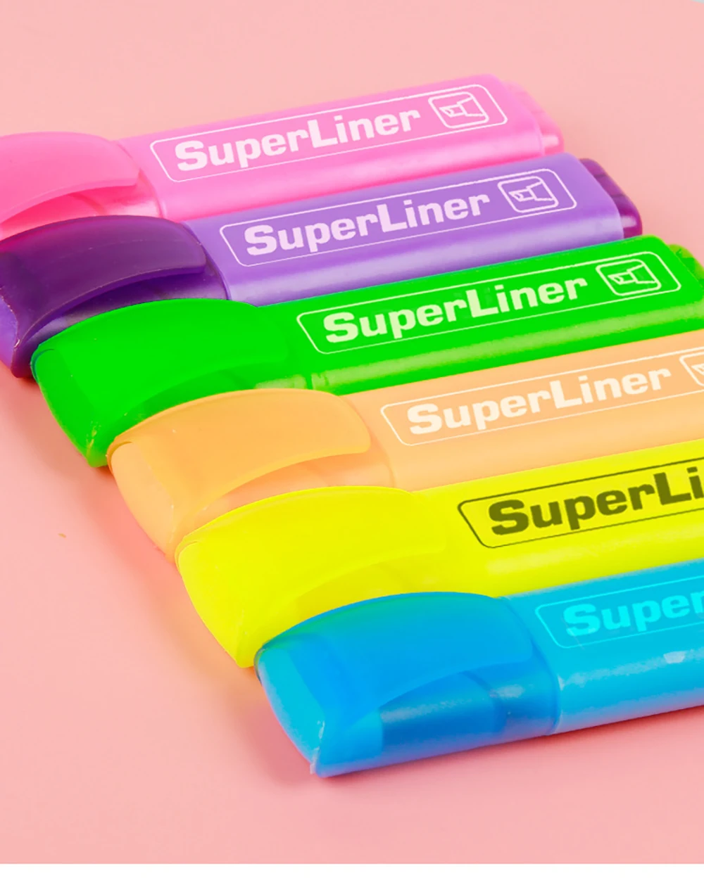 4/6 Stück Textmarker, fluoreszierender Stift, breite Spitze, Schreibmarker für Kunst, Zeichnen, Kritzeln, Markieren, Büro, Schreibwaren, Schulbedarf – Detail 6