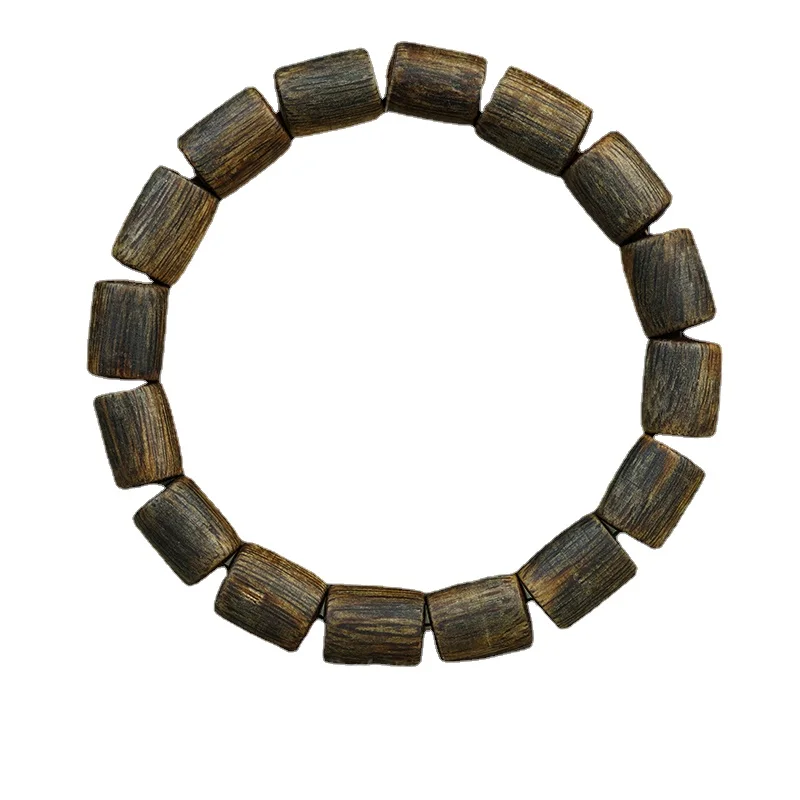 Agarwood Nha Zhuang White Kyara with Shape Natural Authentic Simple Bracelet Pure Beaded Bracelet Buddha Beads Bracelet