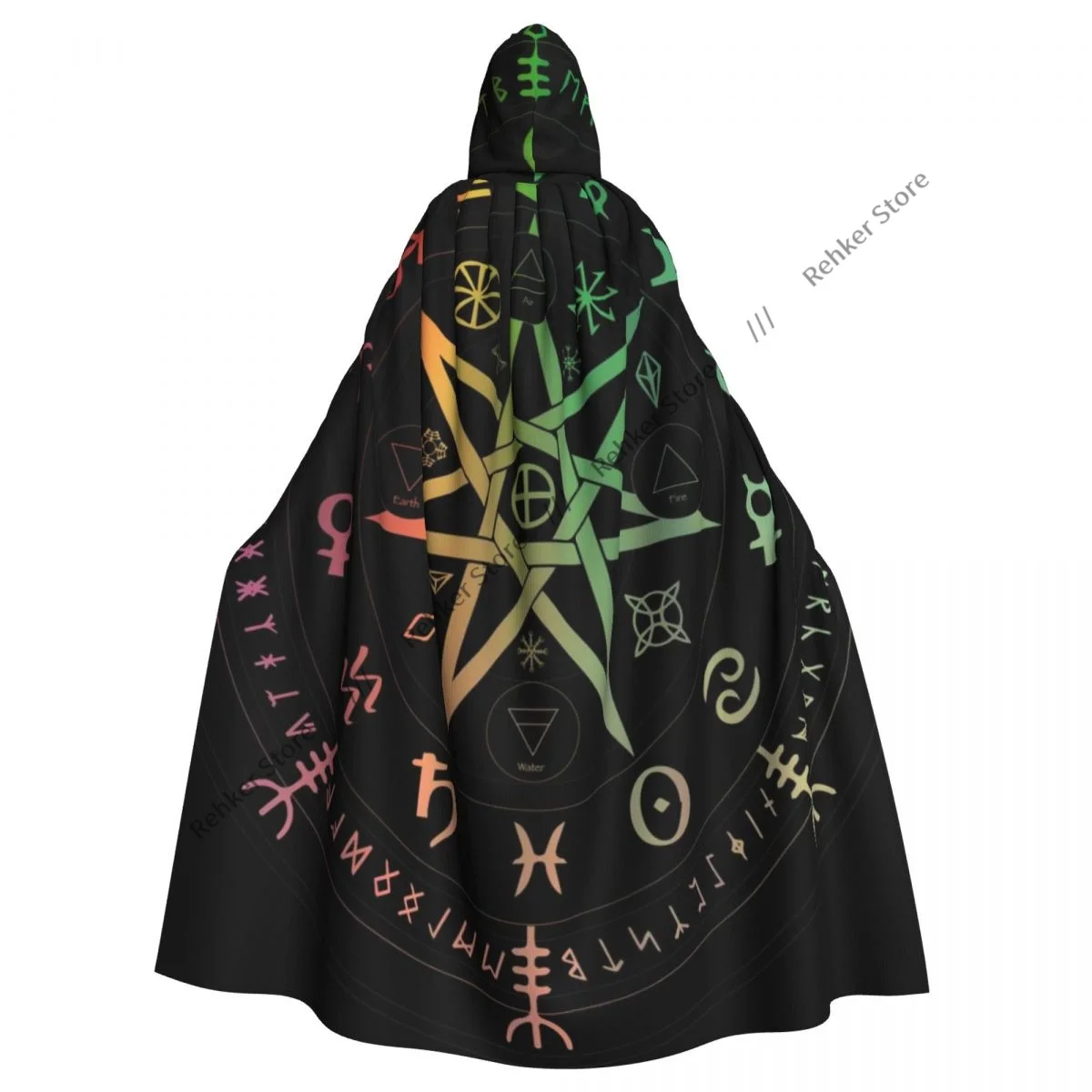 Adult Vampire Cape Hooded Robe Colorful Wicca Zodiac Halloween Cloak Full Length Cosplay