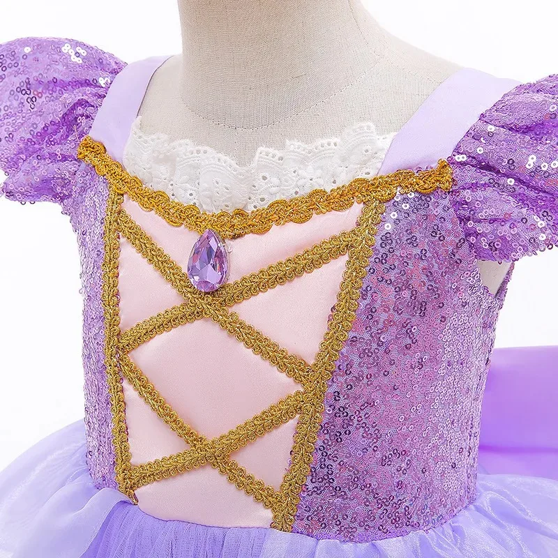 

COSda@Sequined Lace Princess Dresses Rapunzel Purple Clothes Cosplay Party Children Elegant Patchwork Costume for Girls Fancy 3-