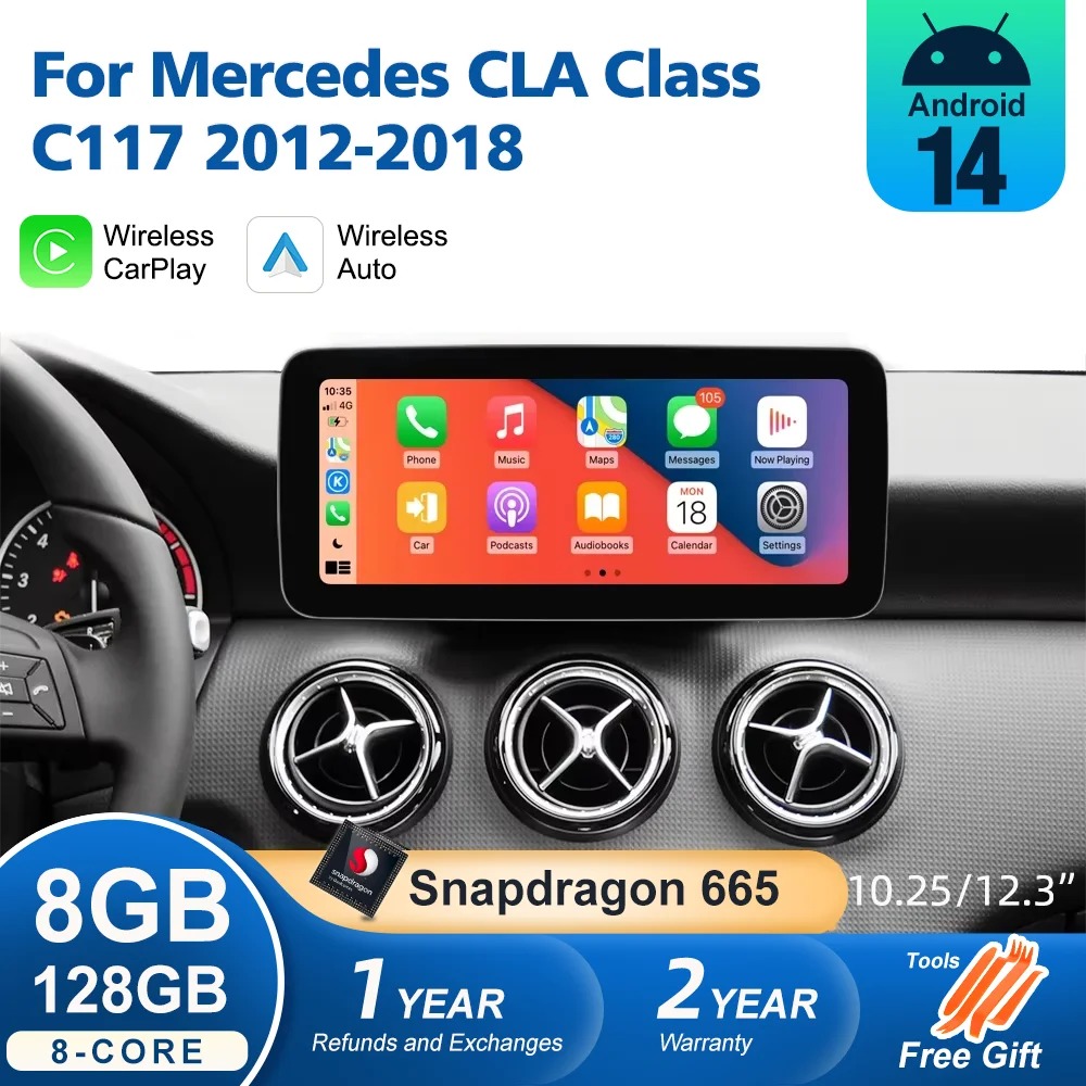 Android 14 Car Radio For Mercedes Benz CLA C117 2012-2018 Auto Carplay GPS Player Multimedia Navigation Monitor