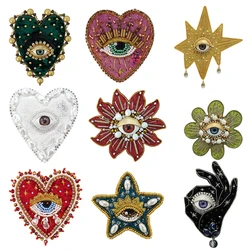 Stella di perline fatta a mano con strass, occhio, cuore, spada, stella, cucire su toppe con paillettes per abbigliamento, ricamo, applique ragno, artigianato fai da te