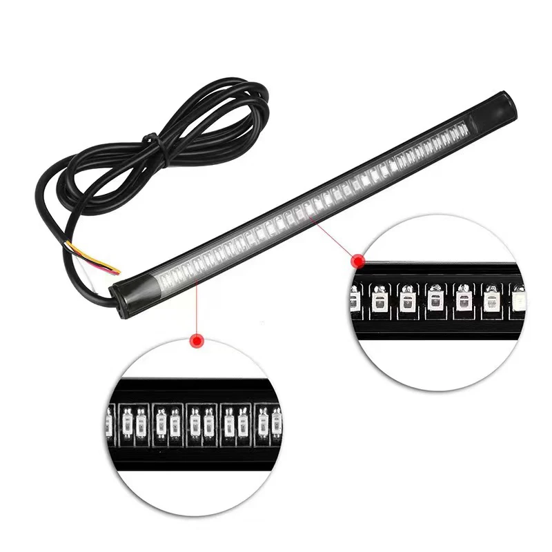 Universal LED Motorcycle Turn Signal Light Brake Lamp Bar Strip Off-road Moto License Plate Taillight LED Brake Light