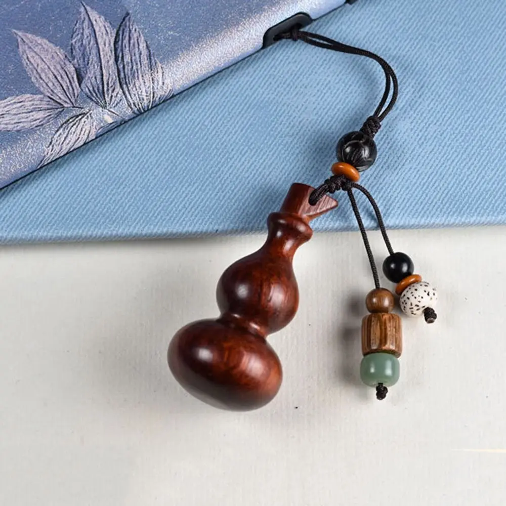 Wooden Hang Rope Bag Pendant Bead Phone Strap Car Pendent Mobile Phone Lanyard Car Keychain Phone Accessories Gourd Keychain