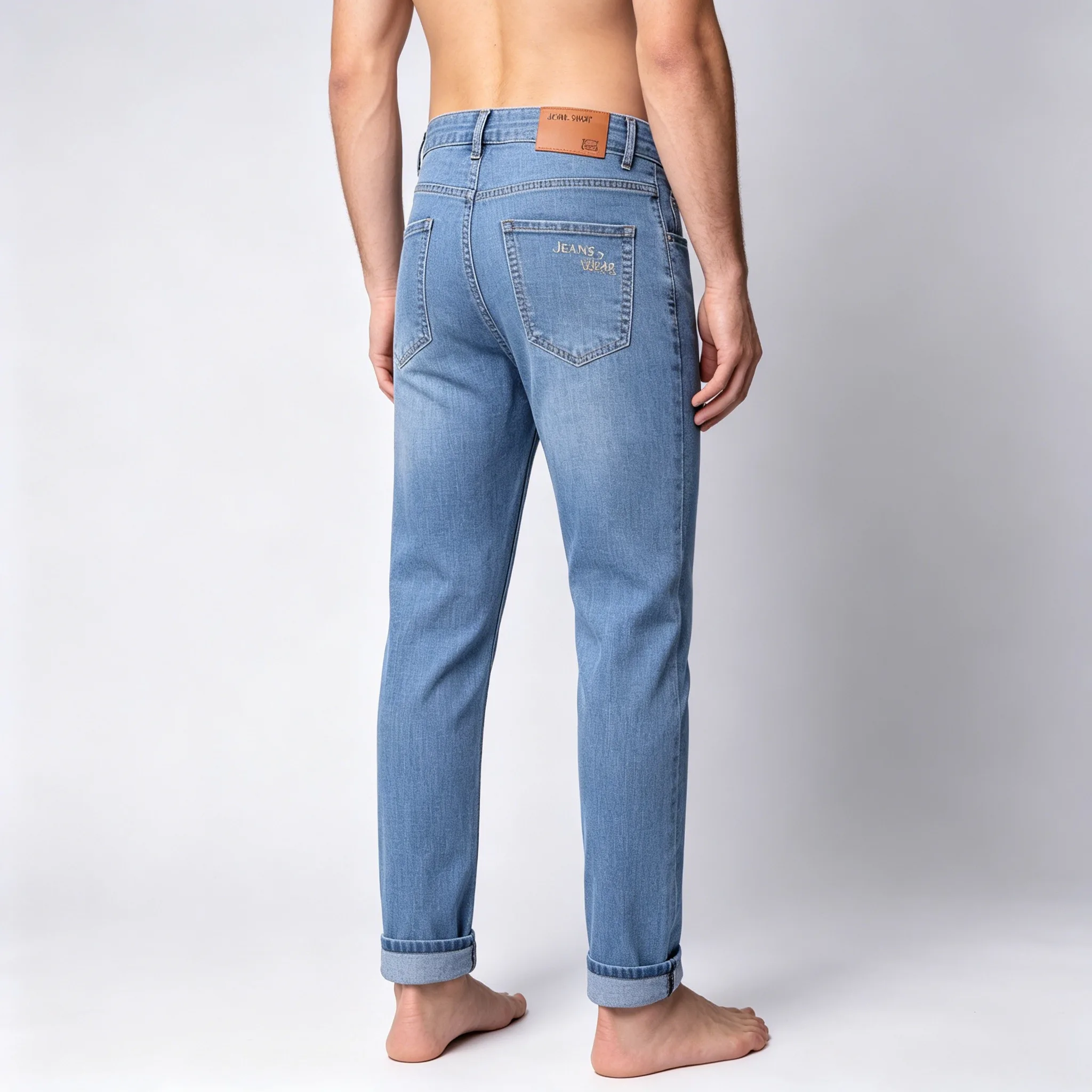 

2026 Summer Thin Men's Elastic Cotton Jeans Fashion Blue Comfortable Business Straight Casual Pants Brand Male Clothes Trousers