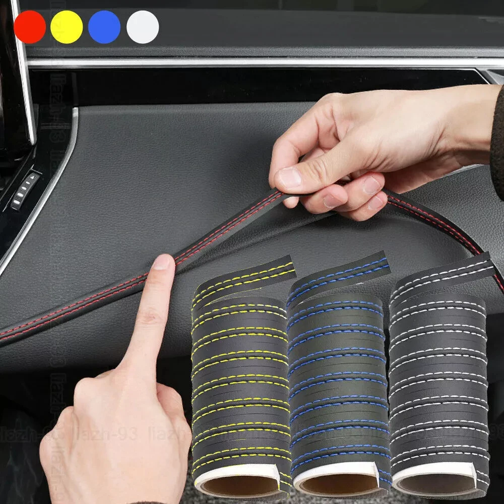 2M Universal Car Mouldings Trim PU Leather DIY Braid Decorative Line Strip For Door Dashboard Sticker Auto Interior Accessories