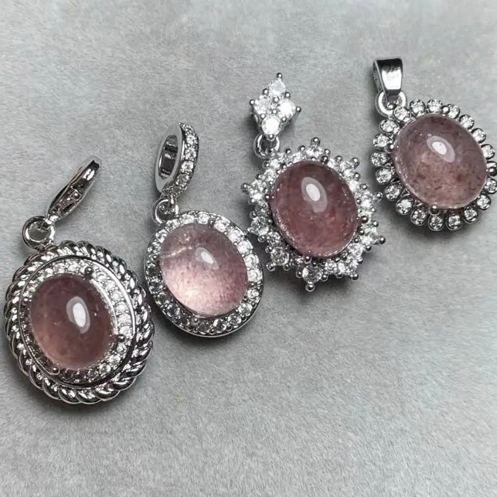 

4pendants natural strawberry quartz pendant charms for diy making earrings necklace stone size approx8*10mm