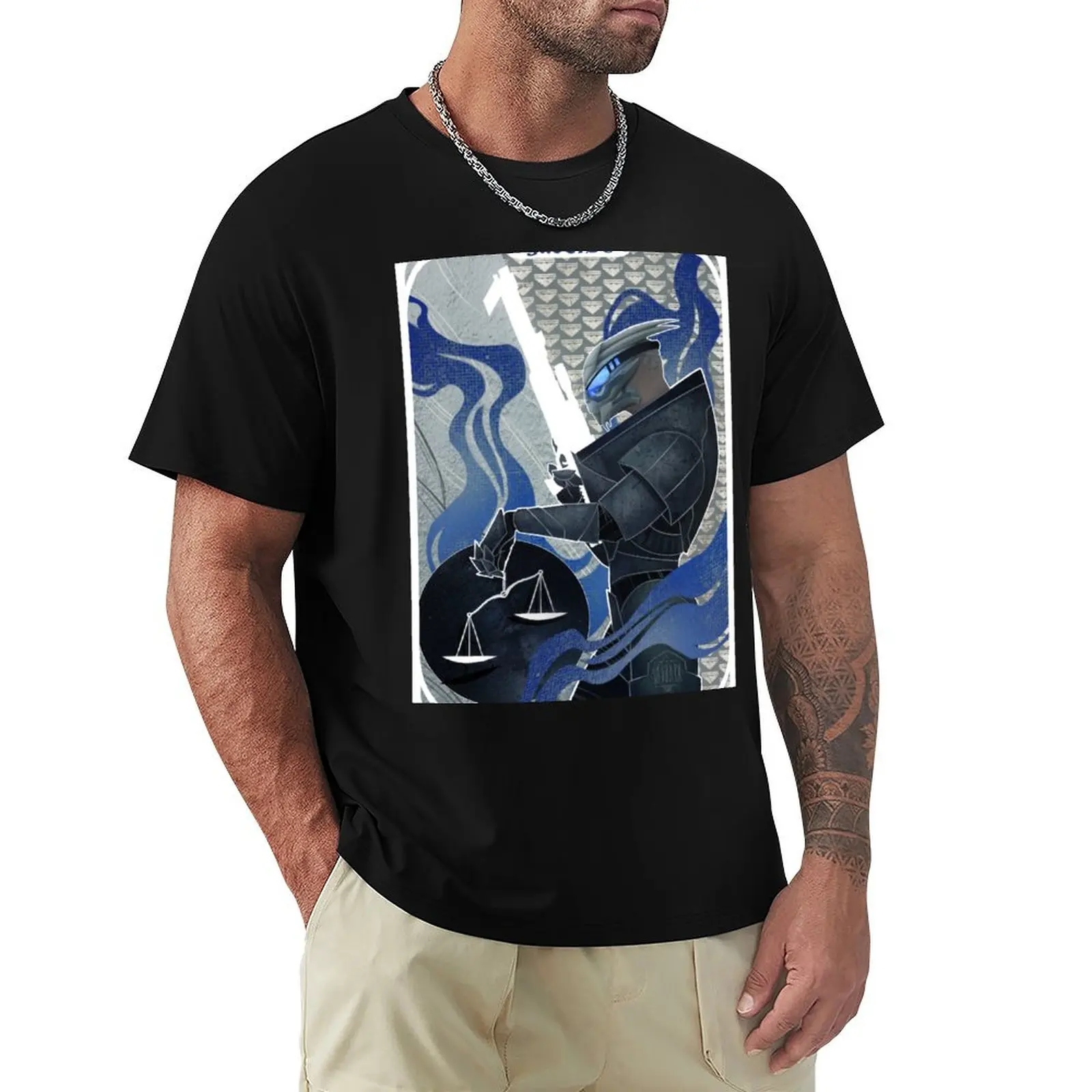 Garrus Vakarian Justice Tarot T-Shirt Big Size Simple T-Shirt