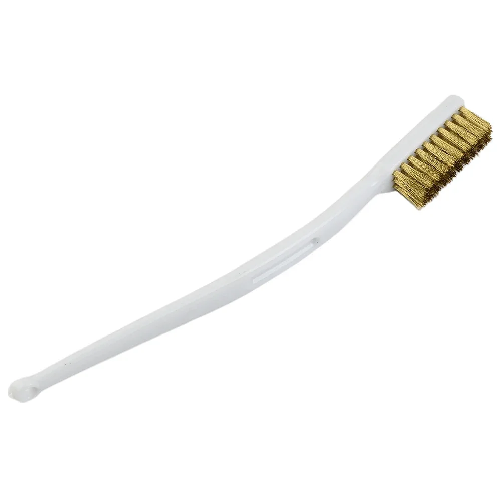 1Pcs Brass Wire Clean Tooth Brush White Plastic Handle Copper Wire Nylon Industrial Carving Metal Hand Rust Removal Tools