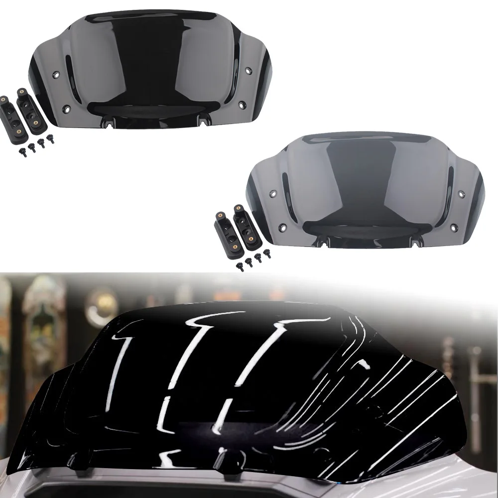 1 Pcs Windscreens Windscreen For Harley Davidson Touring Street Glide Cvo Ultra Limited 2023‑Later Abs Plastic Black/Grey Smoke