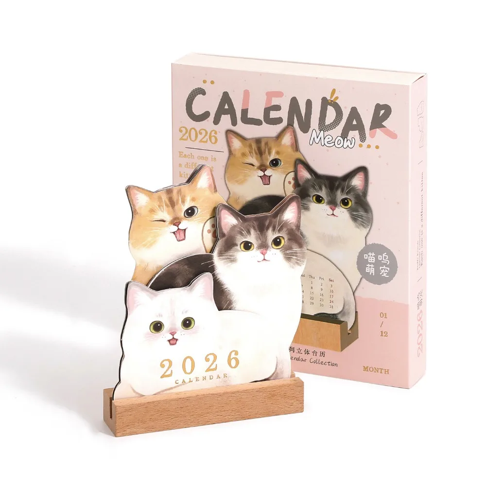 

New Cute 3D Desk Calendar DIY Cat Dog Series Agenda Organizer with Base Simplicity Schedule Planner Home Office Desk
