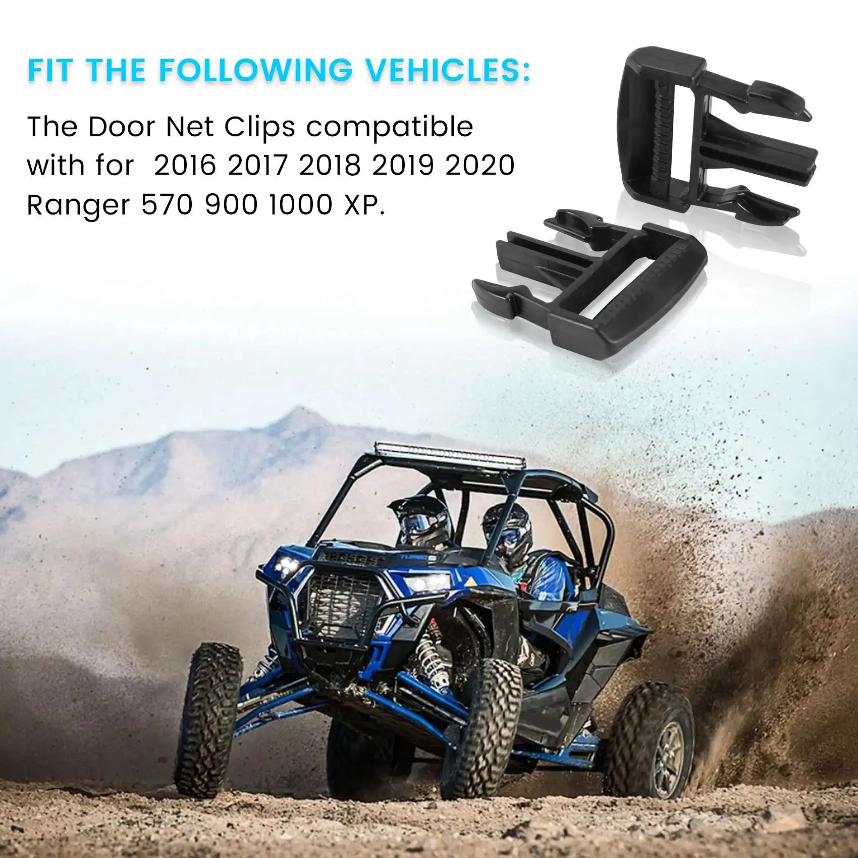 【Vendita flash】Confezione da 2 clip per fibbia a rete per porta per Polaris Ranger 2016-2020 570 900 1000 XP Fibbia di fissaggio per rete per porta di sicurezza laterale per 545