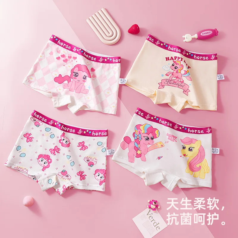 4pcs/Lot Hasbro My Little Pony Boxer Briefs Kids Cotton Underwear Gilrs Underpants Teenager Cute Cartoon Soft Children Panties