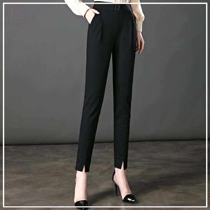 

2024 New Spring and Autumn Simple Casual Loose Oversize Fashion High Waist Drop Straight Solid Color Elastic Haren Pants B807