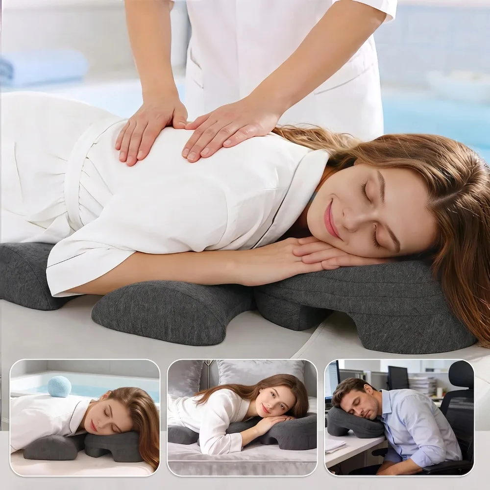Coussin de massage professionnel pour le visage et la poitrine, oreiller de salon dédié pour massage en position ventrale, coussin de soutien lombaire en mousse à mémoire de forme et appui-tête pour chaise de bureau, soulagement de la douleur et amélioration de la posture en conduite