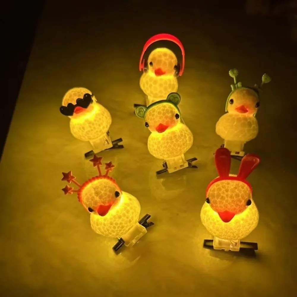 Gift Little Yellow Duck Glowing Duck Hair Clip Kawaii Cartoon Cute 3D Duckbill Clip Bowknot Spring Hair Hooks Children