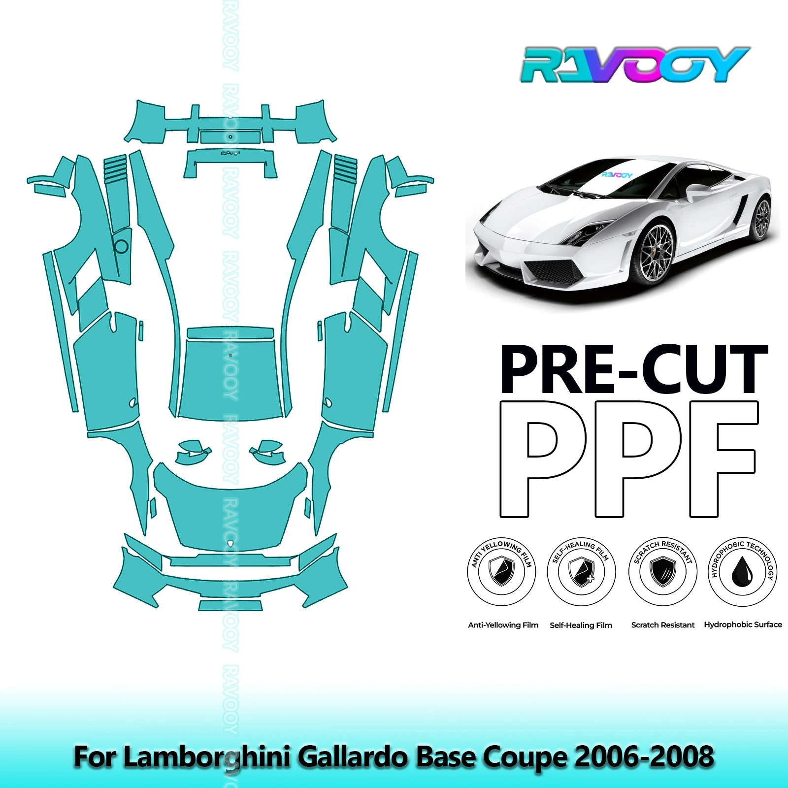 

8.5Mil Full Vehicle Precut PPF Paint Protection Film For Lamborghini Gallardo Base Coupe 2006-2008