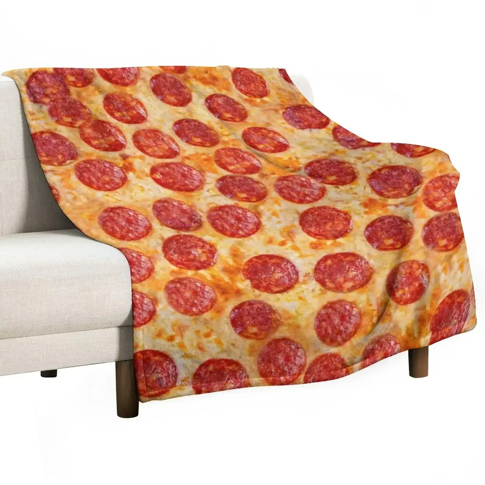 

Realistic Pepperoni Pizza Pattern Throw Blanket warm for winter Tourist for winter Soft Plush Plaid Blankets