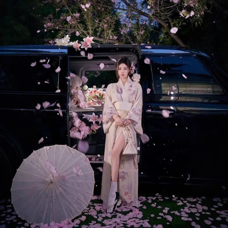 

25Gentle Wind Small Fresh Sweet Girl Cherry Blossom Photography Suit Spring Sun God Traditional Improved Version Of Kimono Women