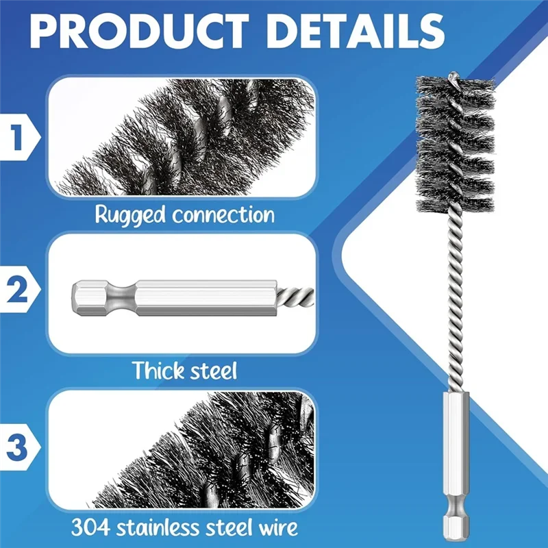 4/8Pcs Stainless Steel Wire Brush,Drilling Cleaning Brush Set, 1/4 Inch Hexagonal Handle, Grinding Polishing Rust Removal Tools