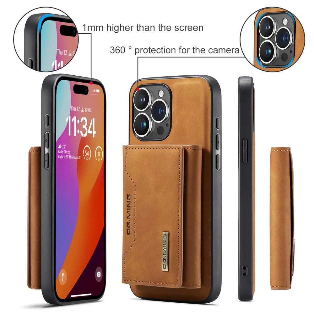 2 In 1 Detachable Magnetic Leather Case for iPhone 16 15 Pro Max 14 13 12 11 XS 7 8 Plus SE2020 Wallet Cover Cards Holder Pocket