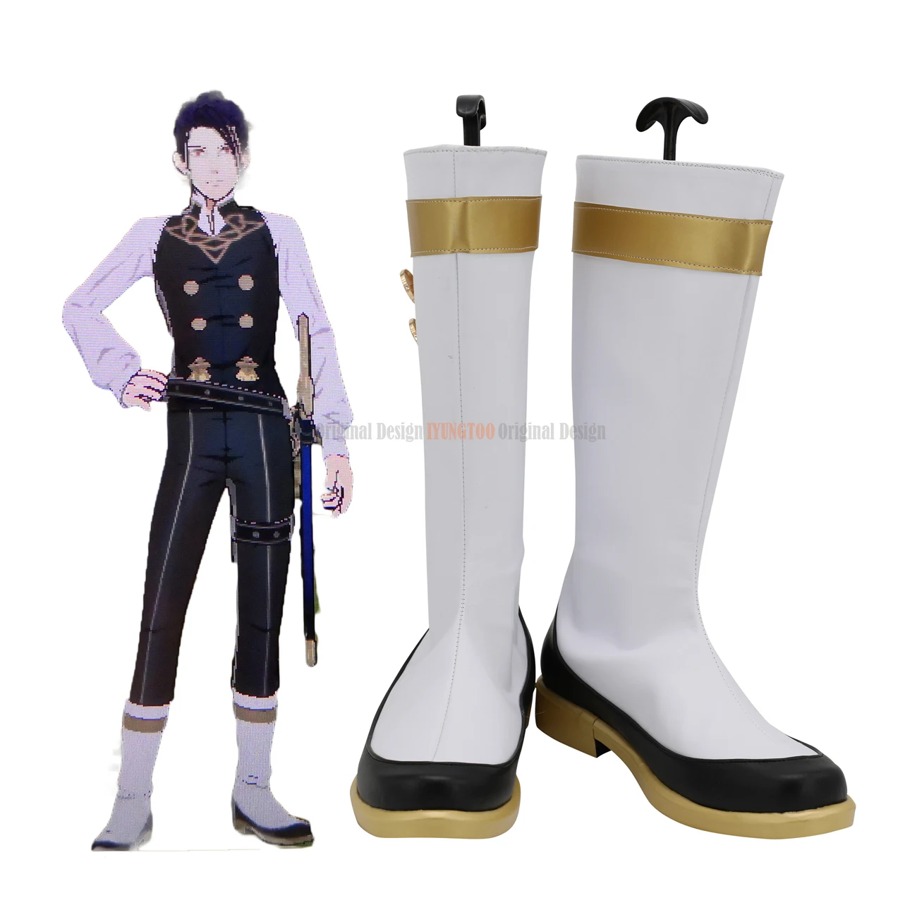 FE Felix White Shoes Cosplay Fire Emblem: Three Houses Felix Cosplay Boots Leather Shoes Cosplay Custom Made