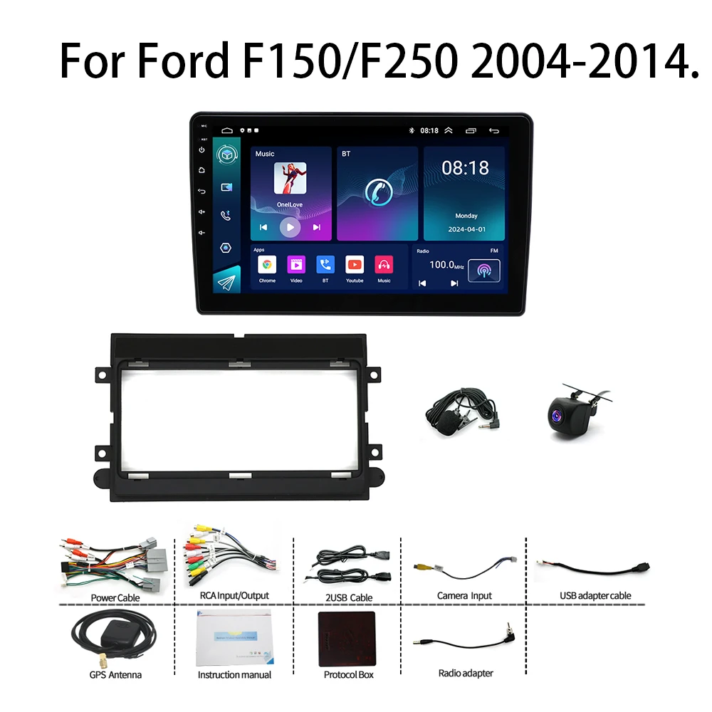 Android 13 Car Stereo GPS Navigation 2+32G for Ford F150/F250 2004-2014 with Carplay Android Auto 10in Touchscreen Car Radio with Bluetooth Wifi FM/RDS SWC Mirror Link + AHD Backup Camera